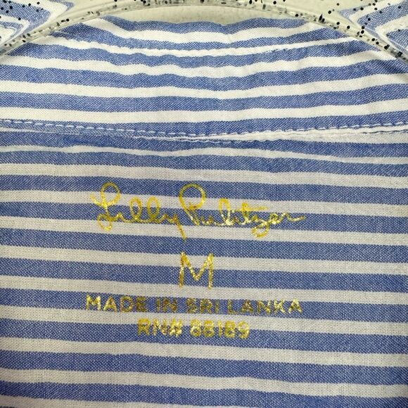 LILLY PULITZER | Sea View Button Down Coastal Blue & White Stripe Top Women’s M - Picture 9 of 14